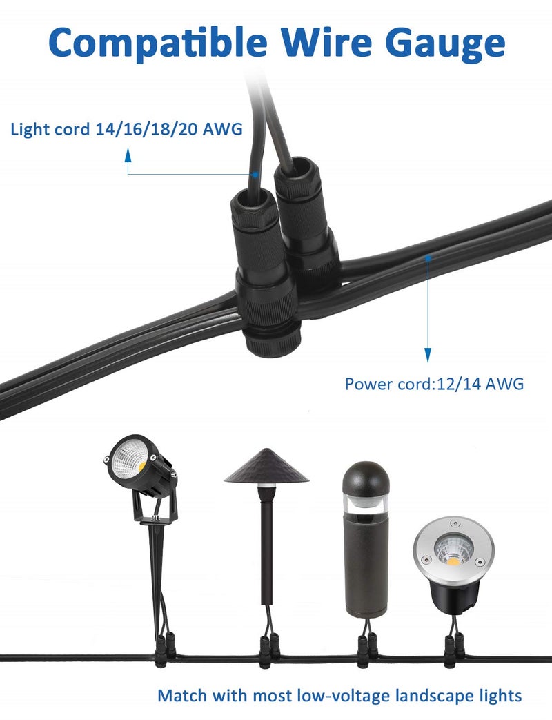 SUNVIE Low Voltage Fastlock Landscape Lighting Wire Connector Outdoor 12-14 Gauge Cable Connectors for Landscape Path Lights Work with Malibu Paradise Moonrays and More (16 Pack) - Image 2